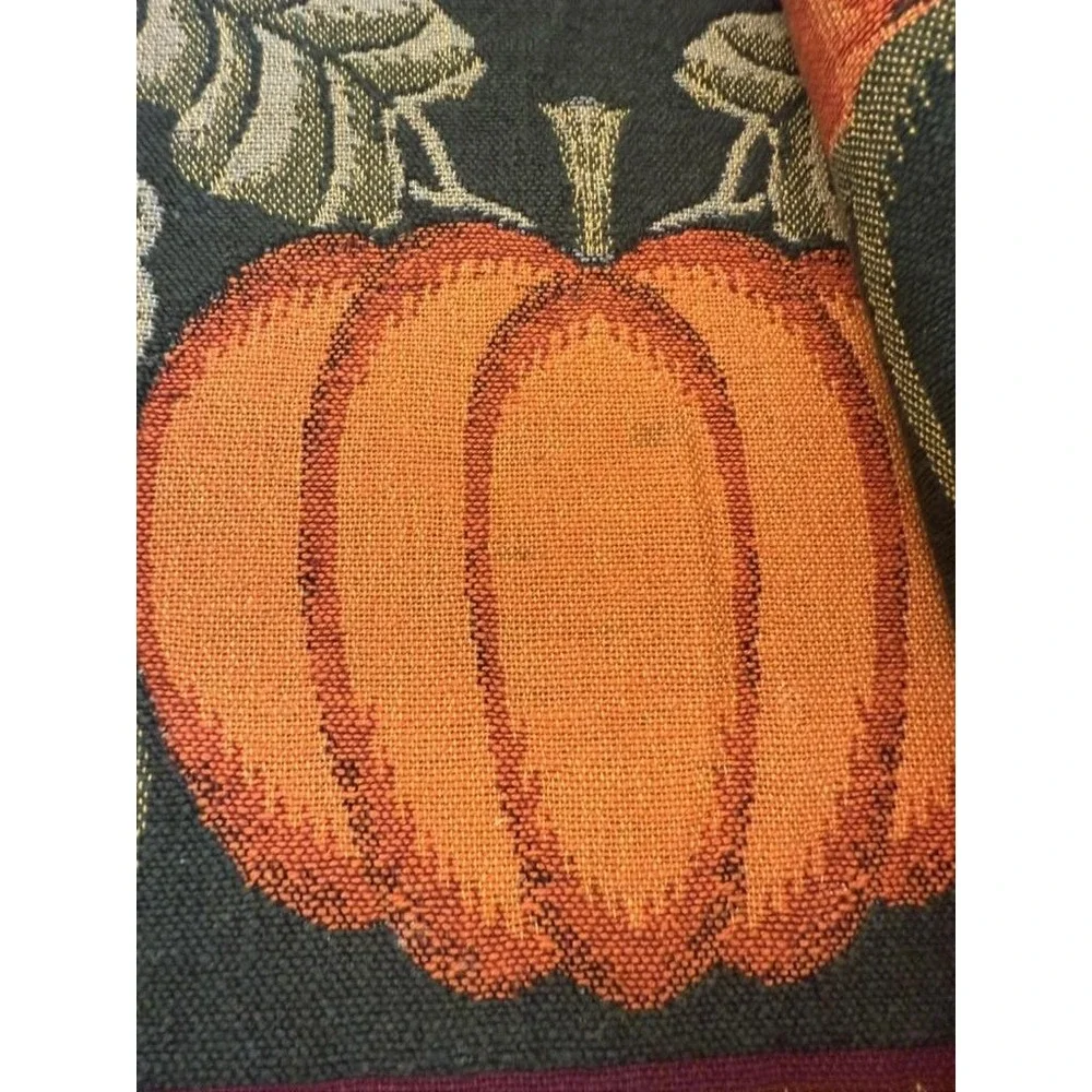 Vintage Fall Pumpkin Gourds Tapestry Placemats Set Woven‎ Fringe Autumn Decor